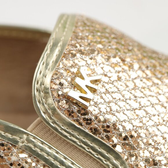 Michael Kors Girls Ivy Eileen Shoe Size 3 Gold Metallic Embossed Slip On Flats - Picture 8 of 12